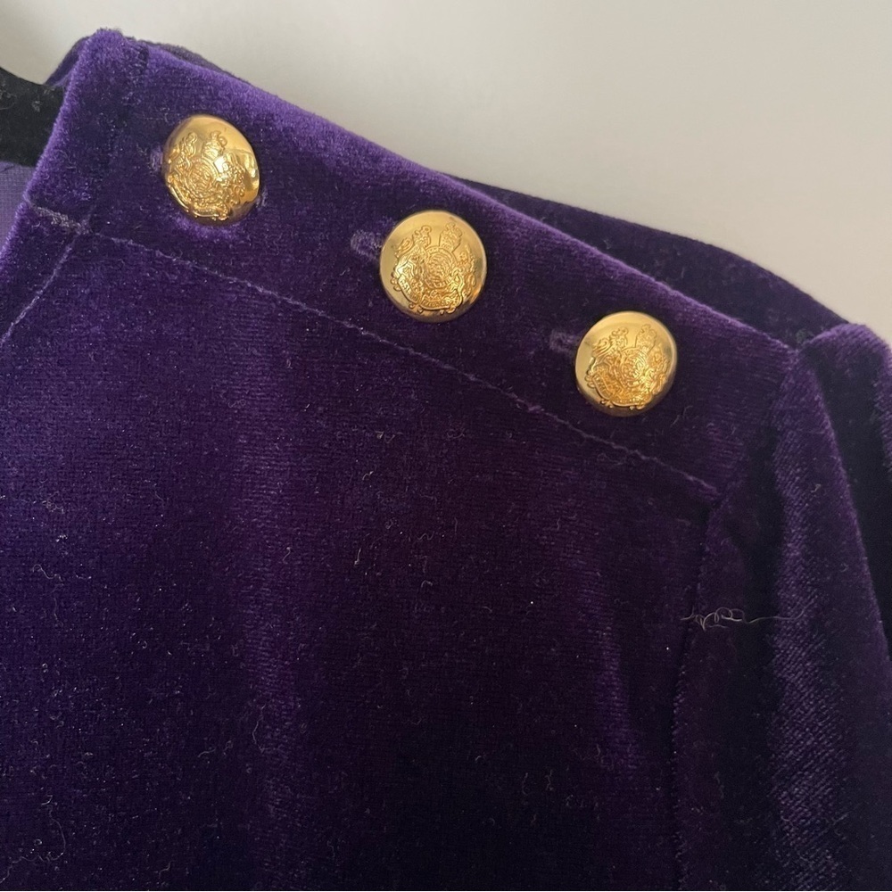 LAUREN Ralph Lauren Petite Large Velvet Tunic Purple Brown 3/4 Sleeve Top - Picture 5 of 11